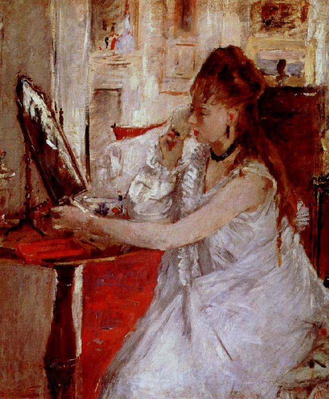 Berthe Morisot ung kvinna med pudervippa Spain oil painting art